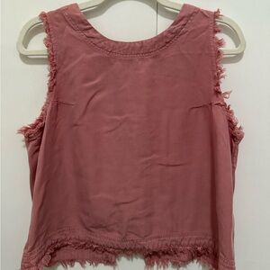 Altar’d State Mauve Briar Button Back Frayed Hem Tank, Size Large
